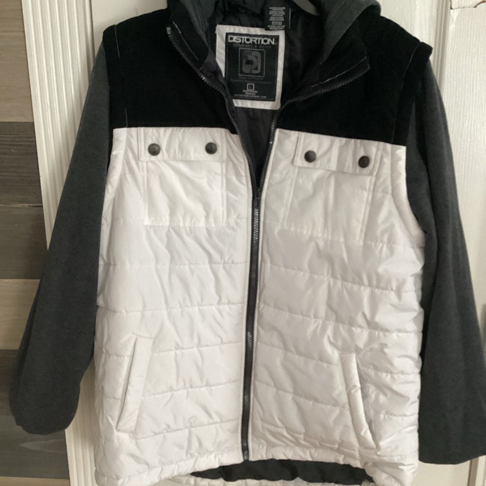 Mens Outerwear Hooded 1/2 Puffer Vest Jacket Size Large (Distortion)